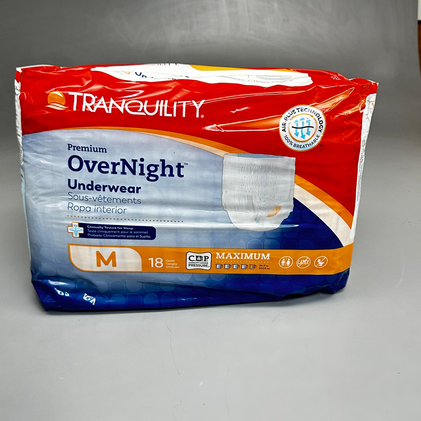 TRANQUILITY Premium Overnight Adult Underwear Diaper (18 Count) Size Medium