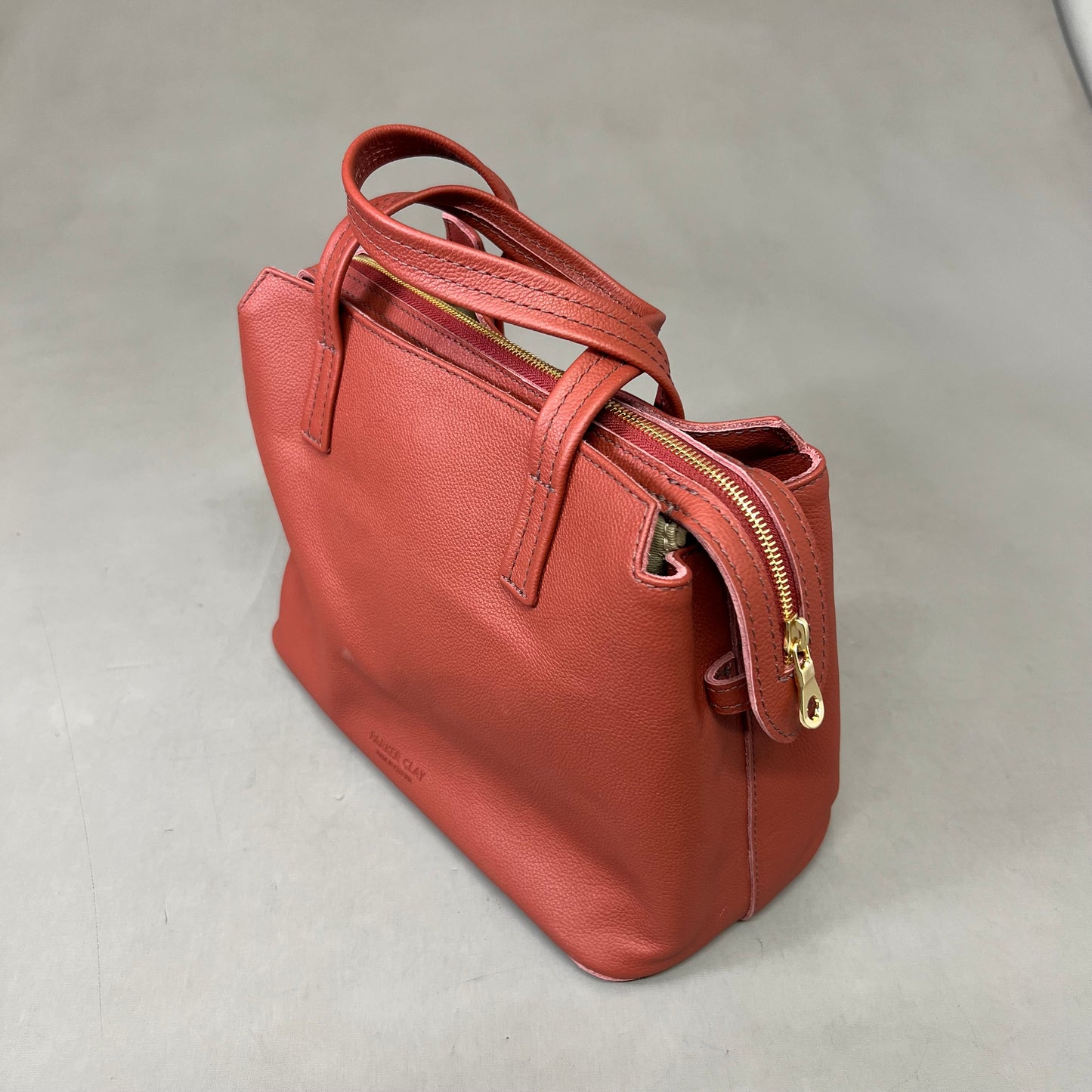 PARKER CLAY Limited Edition Napa Handbag W/ Removable Strap 12"x9"x6", 5" Handle Drop Wine Red