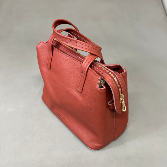 PARKER CLAY Limited Edition Napa Handbag W/ Removable Strap 12"x9"x6", 5" Handle Drop Wine Red