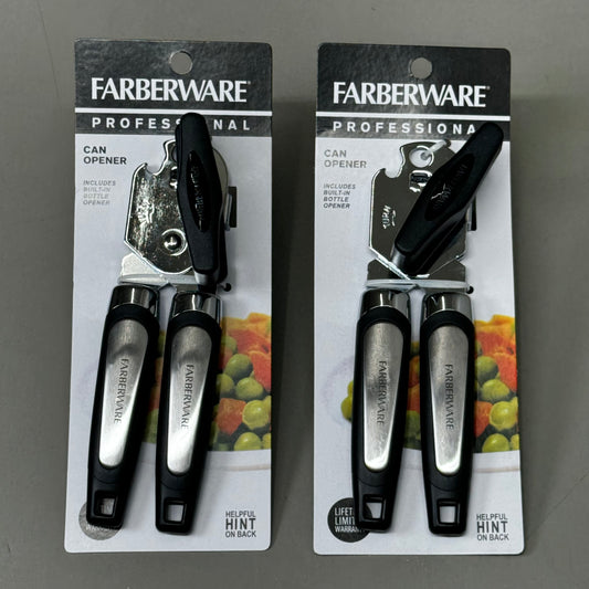 FARBERWARE (2 PACK!) Professional Can Opener w/Built in Bottle Opener 83036-93