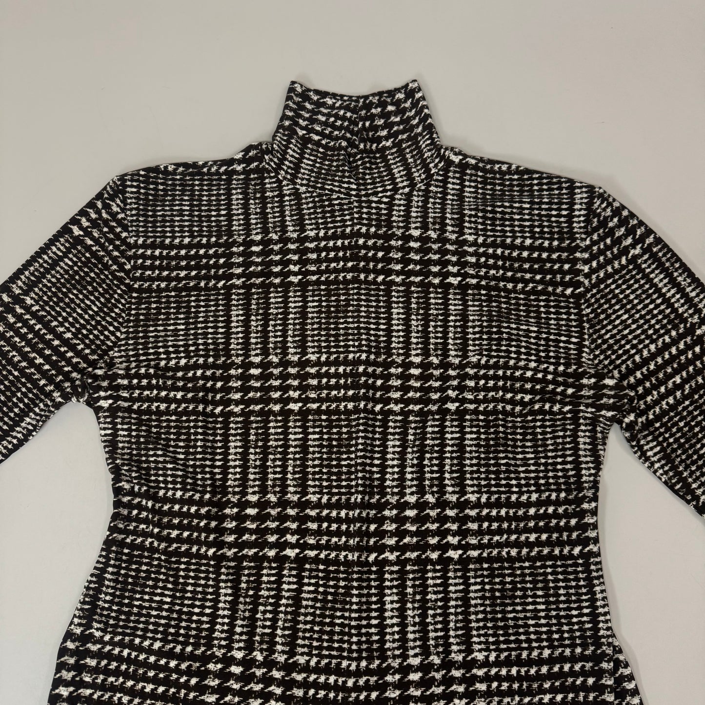 NORMA KAMALI Sleeve Open Back Catsuit Footsie Women's Sz XL/42 Chocolate Plaid