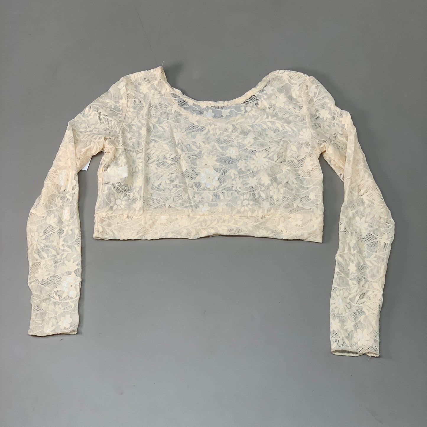 HALFTEE Full Lace Long Sleeve Nylon & Spandex Blend Floral Creme L (22)