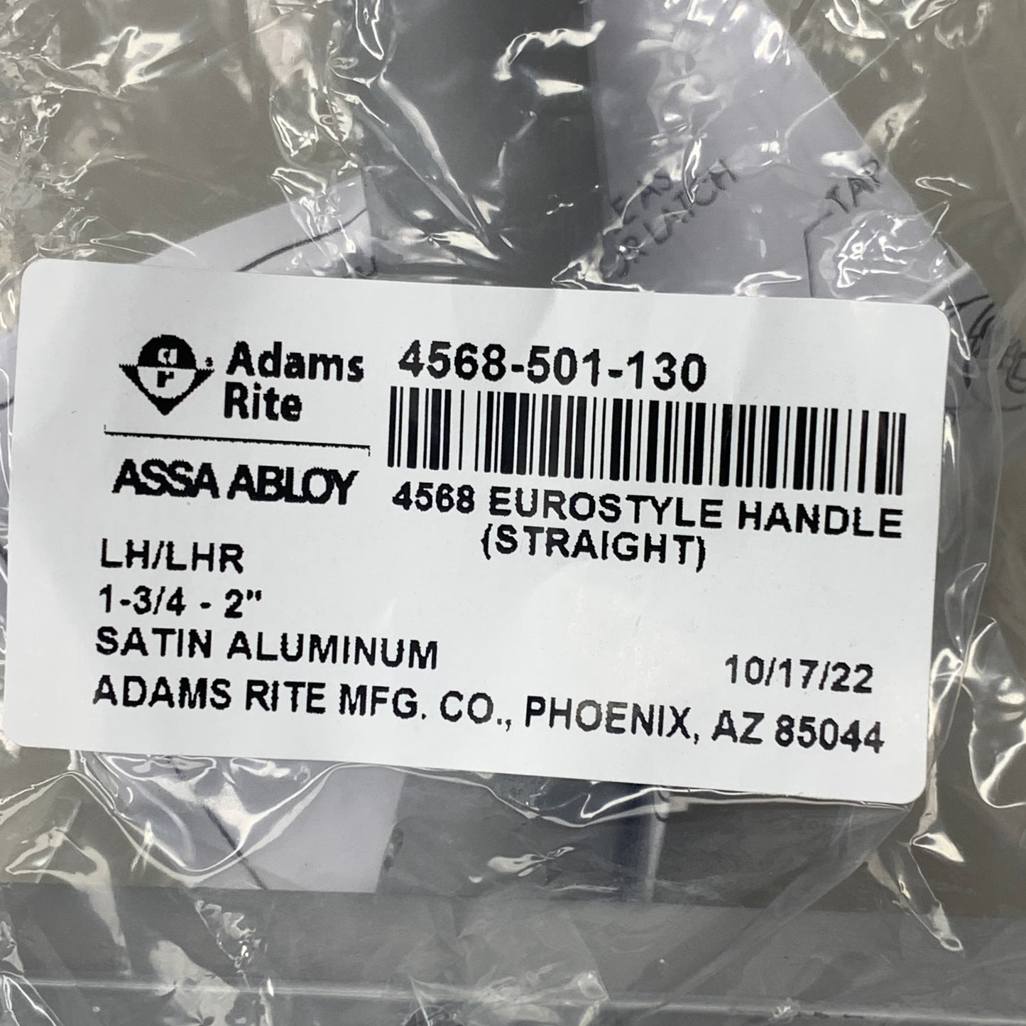 ADAMS RITE Eurostyle Deadlatch Handle Aluminum Construction 4568-501-130