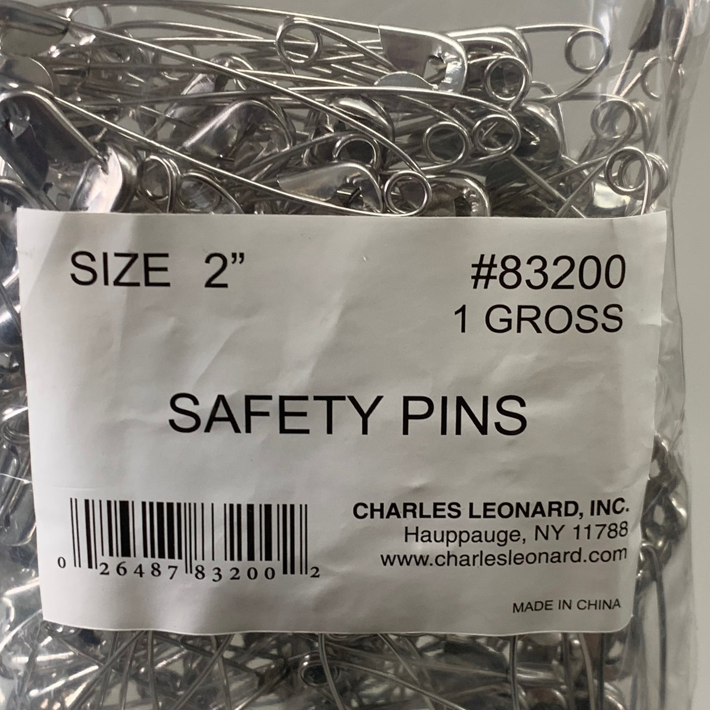 ZA@ CHARLES LEONARD INC (3 PACK, 432 PINS TOTAL) Safety Pins Nickel Plated Size 2" 83200