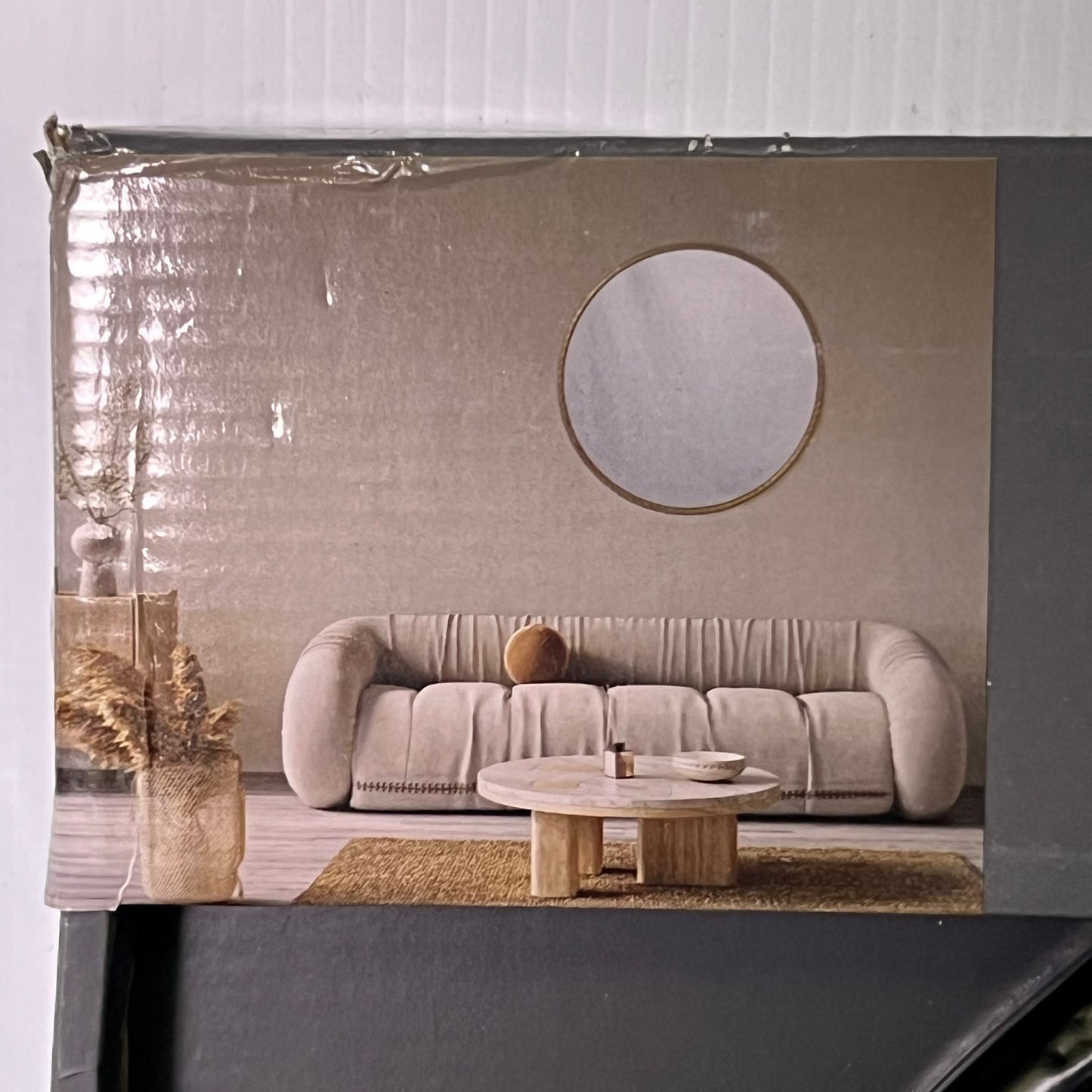 ATELIER Round Luxury Decorative Mirror Sz 31.5" x 31.5", Black (Distressed Box)