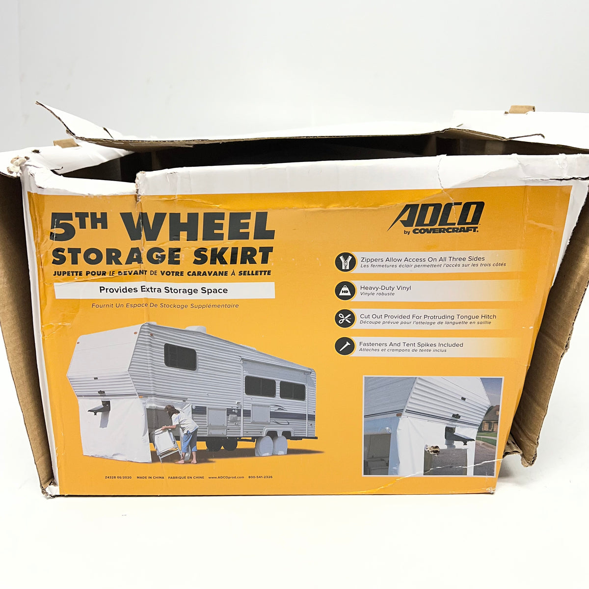 ADCO Laminated Vinyl 5th Wheel Skirt W/ Nylon Zippers 64"x266" White 3052