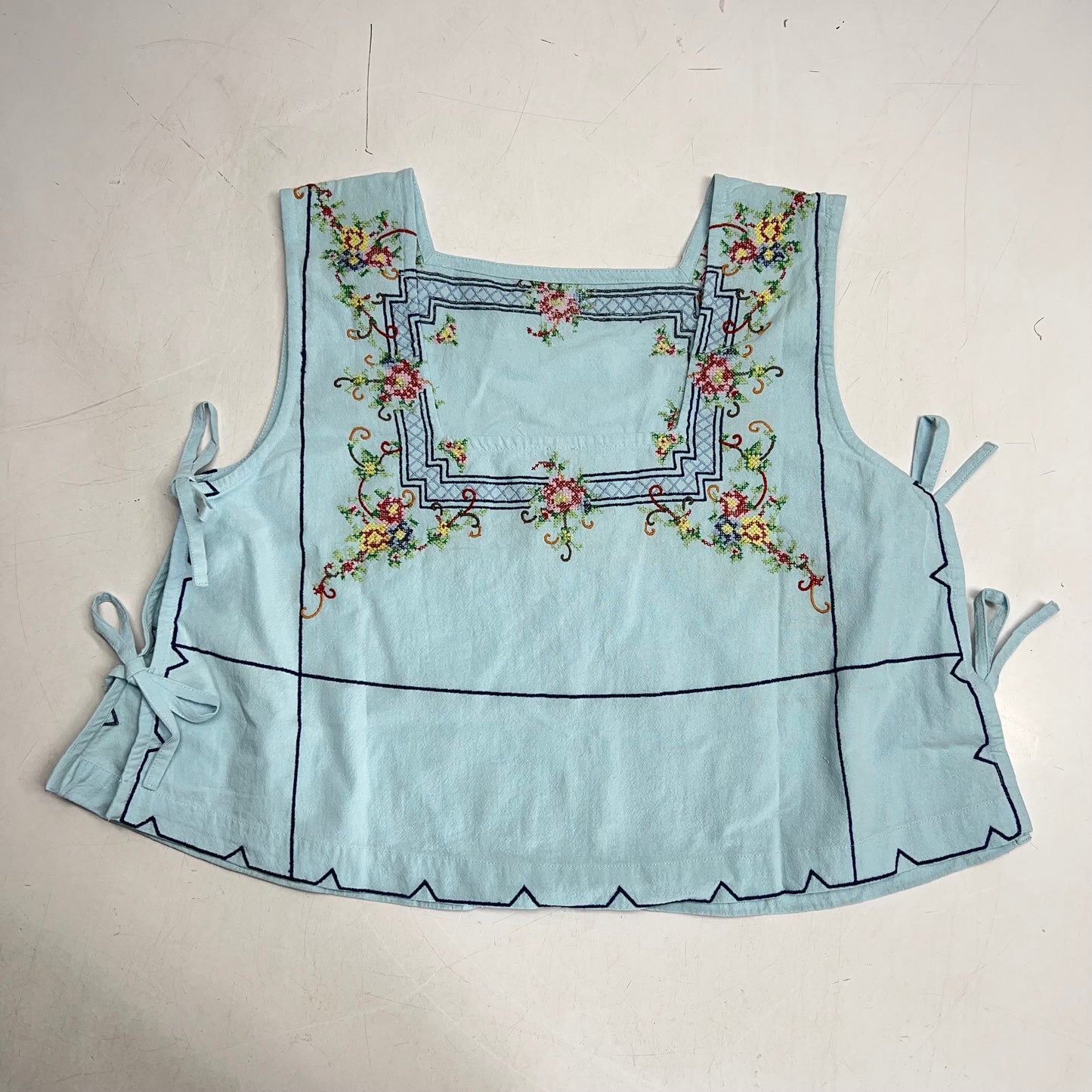 FREE PEOPLE Garden Wall Top Open Sides W/ Double Tie Closure Women's Sz XS Blue