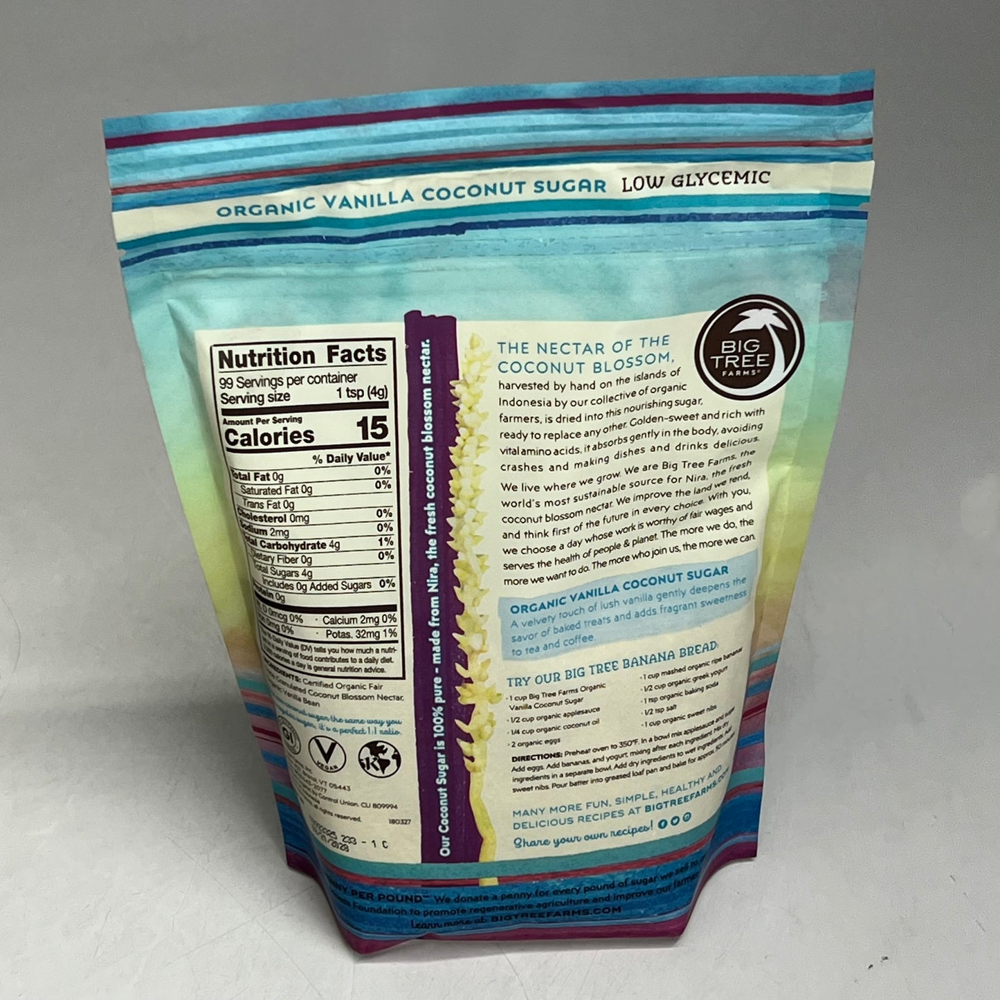 BIG TREE FARMS (3 PACK) Vanilla Coconut Sugar Unrefined 14 Oz Brown BB 08/28