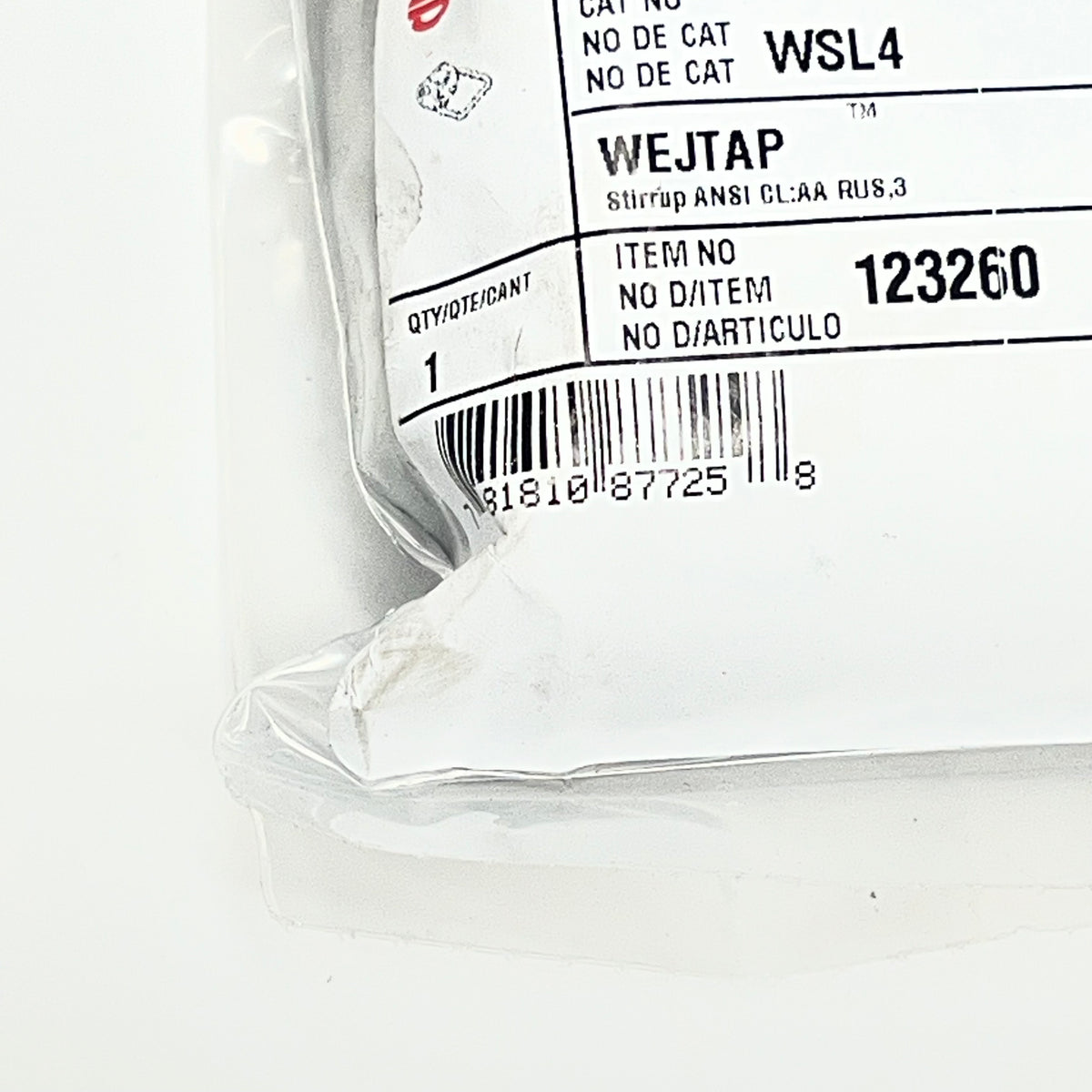 BURNDY Stirrup 397.5-477 Kcmil Cable Size 1/0 AWG Bail Size Silver WSL4