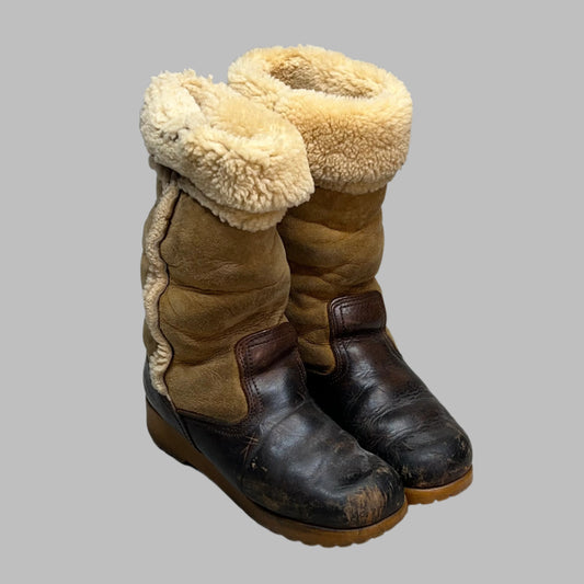 DEXTER USA Suede & Leather Fur Lined Boots  Women's Sz 12 Brown (Pre-Owned)