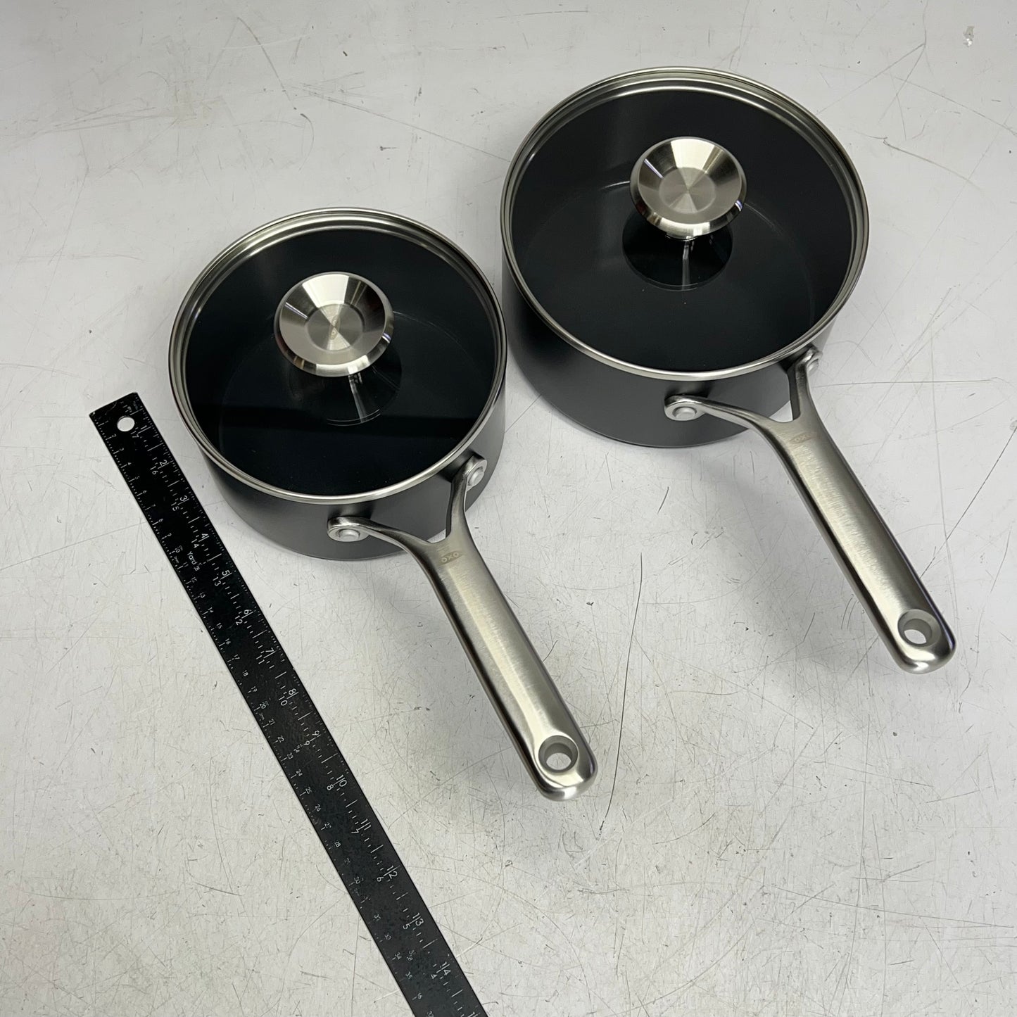 OXO (4 PIECE) Professional Ceramic Non-stick Sauce Pan Set 2.3qt - 1.7qt Black