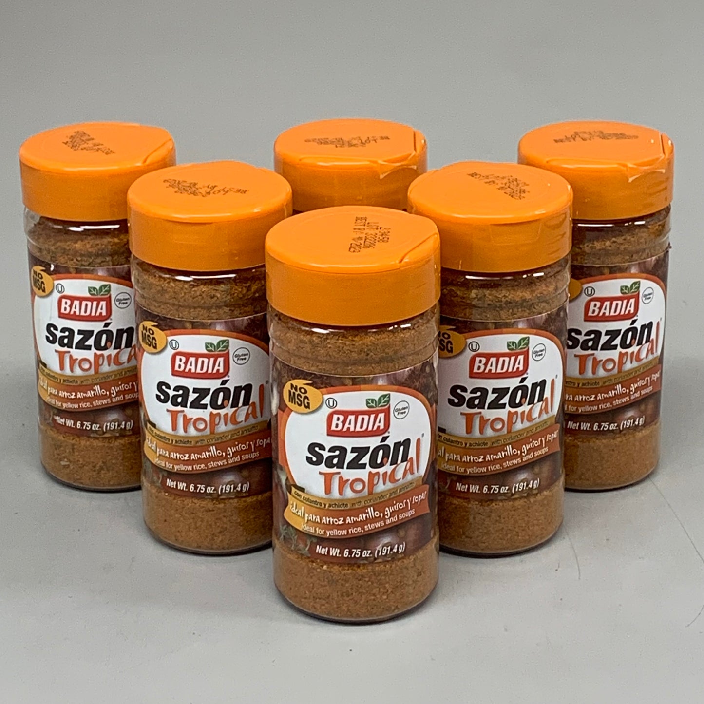 BADIA (6 PACK) Sazon Tropical W/ Coriander & Annato Gluten Free BB 10/29 6.75 Oz
