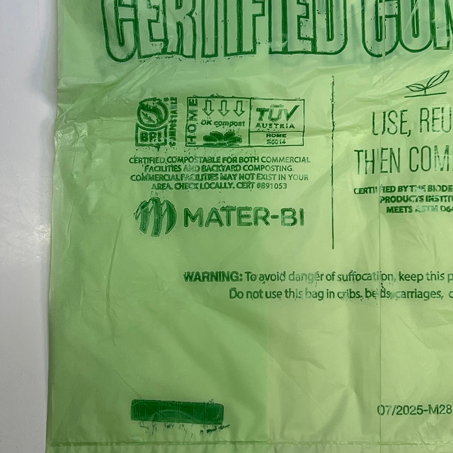 ZA@ BIOBAG Circular Economy Compostable Grocery Bags 16"x19" Green (Distressed) E