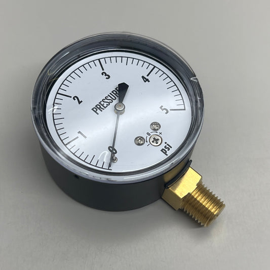 PASCO Extremely Accurate Pressure Gauge 1/4" MPT Brass Connection #5 2-1/2" 1736