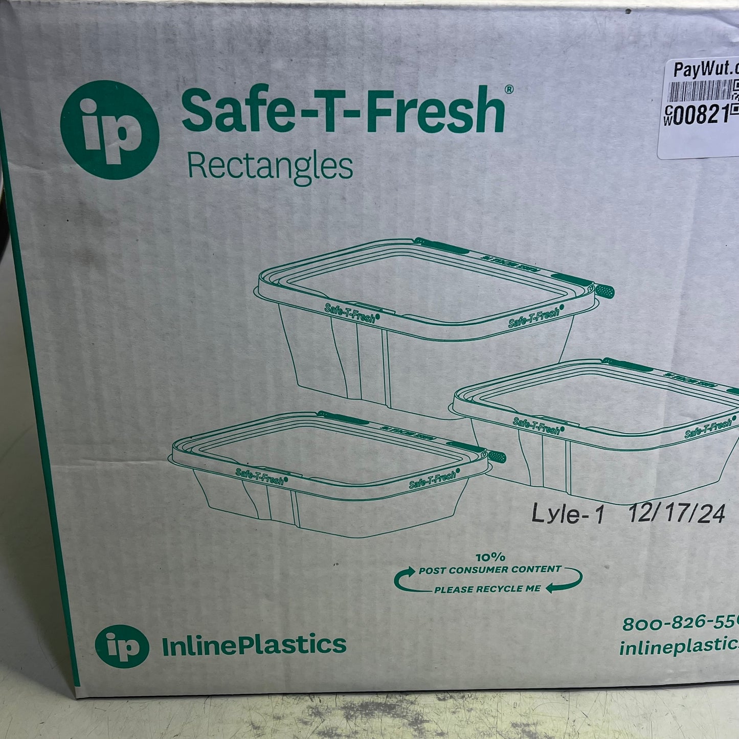 ZA@ INLINE PLASTICS  (200 CASE) Tamper Evident & Tamper Resistant Clamshell 20 oz Clear TS20