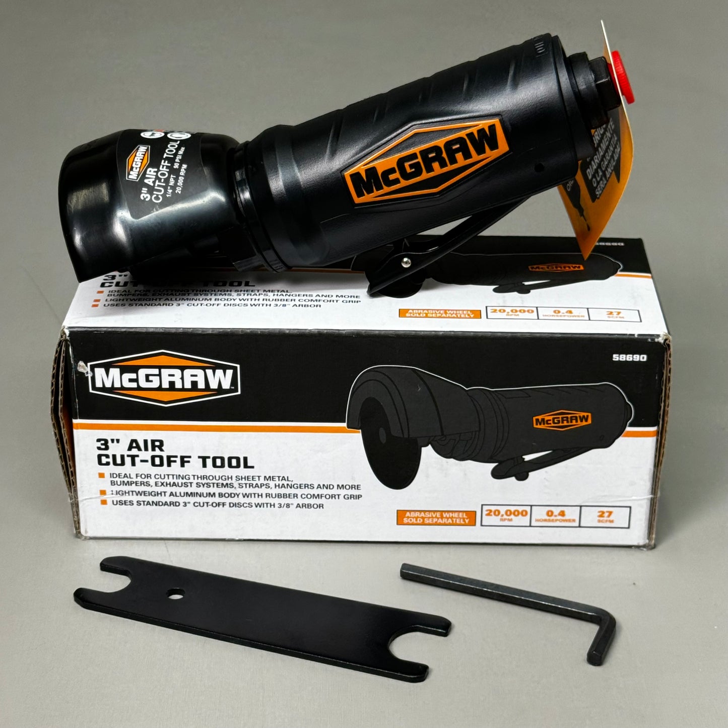 MCGRAW 3" Air Cut-Off Tool 8" x 3 1/2" Black 58690