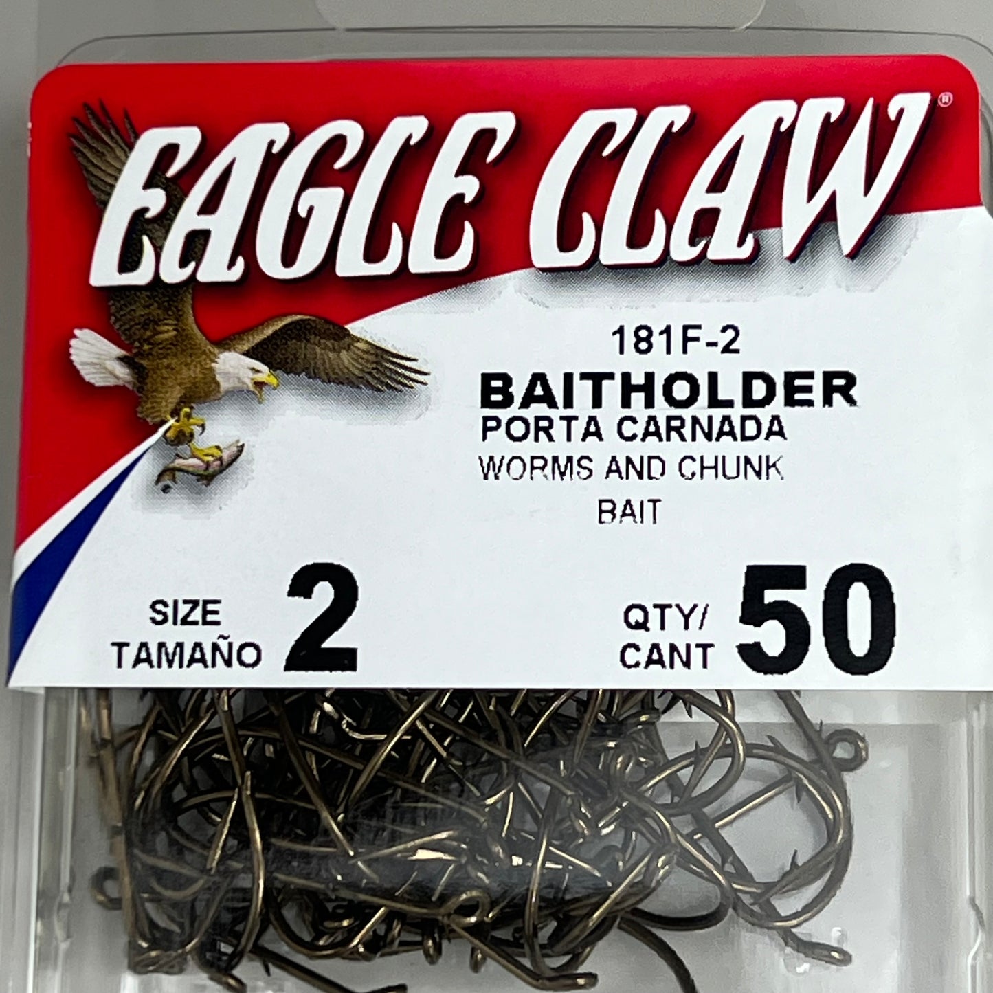 EAGLE CLAW (2 PACK) Down eye 2-Slice Offset Hooks Bronze #2 50pc 181F-2