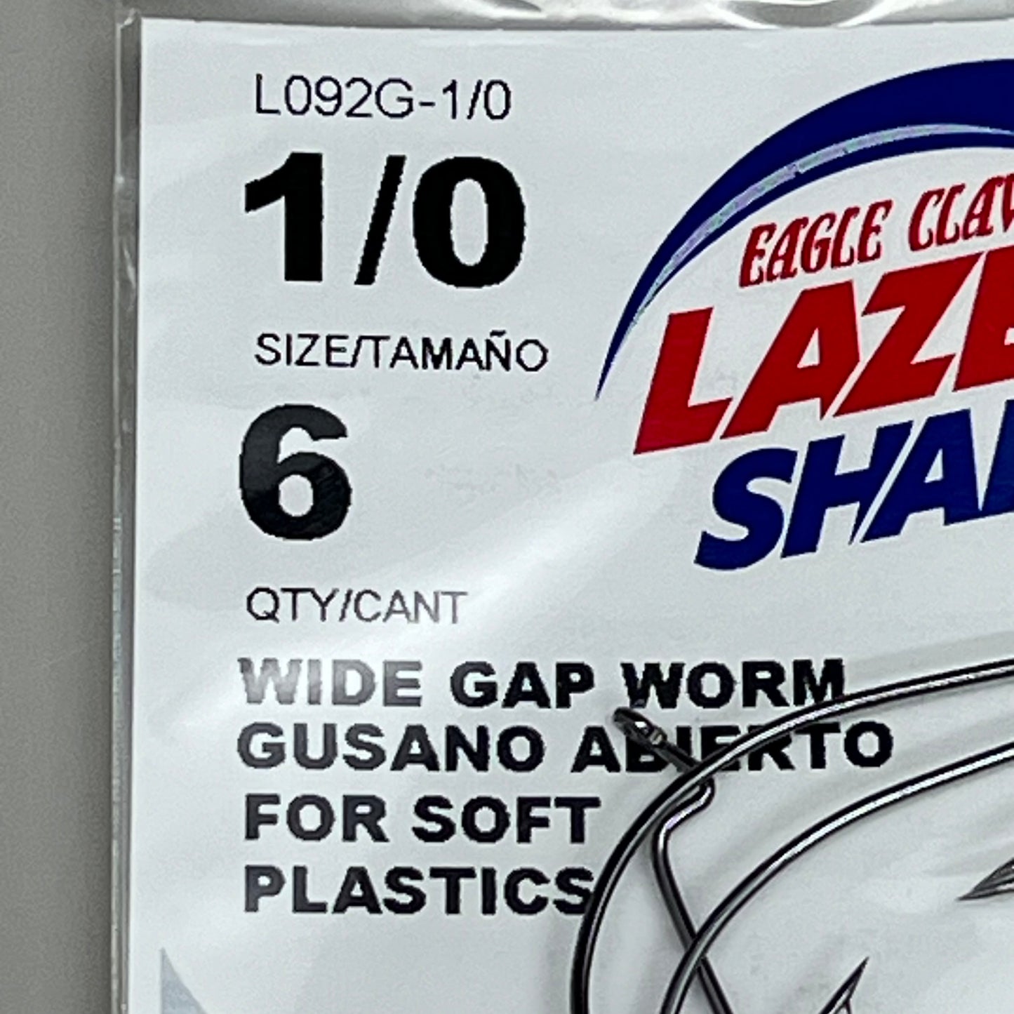 EAGLE CLAW (5 PACK) Wide Gap for Worm/Soft Plastics #2/0 6pc L092G-2/0