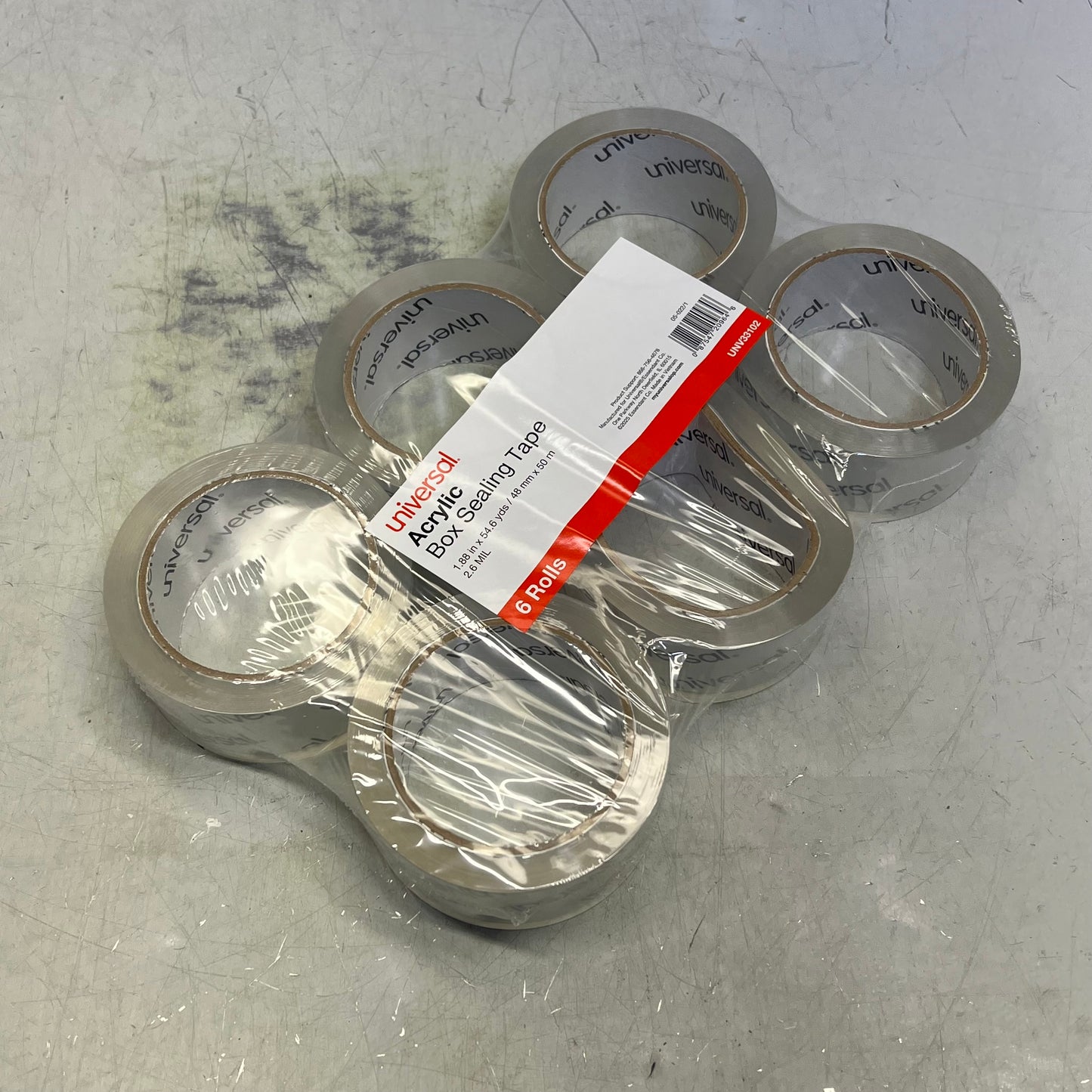 ZA@ UNIVERSAL (6 PACK) Moving & Packing Acrylic Box Sealing Tape Clear UNV33102 (Damaged)