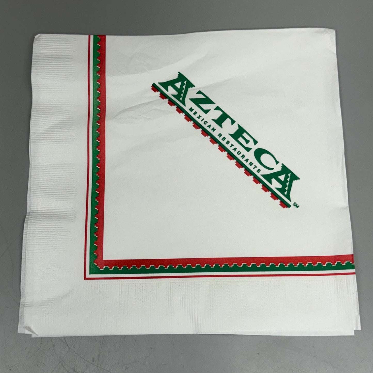 ZA@ PATERSON RED & GREEN 2000PK! Napkins 3Ply White ADV. AZTECA NC03449 E