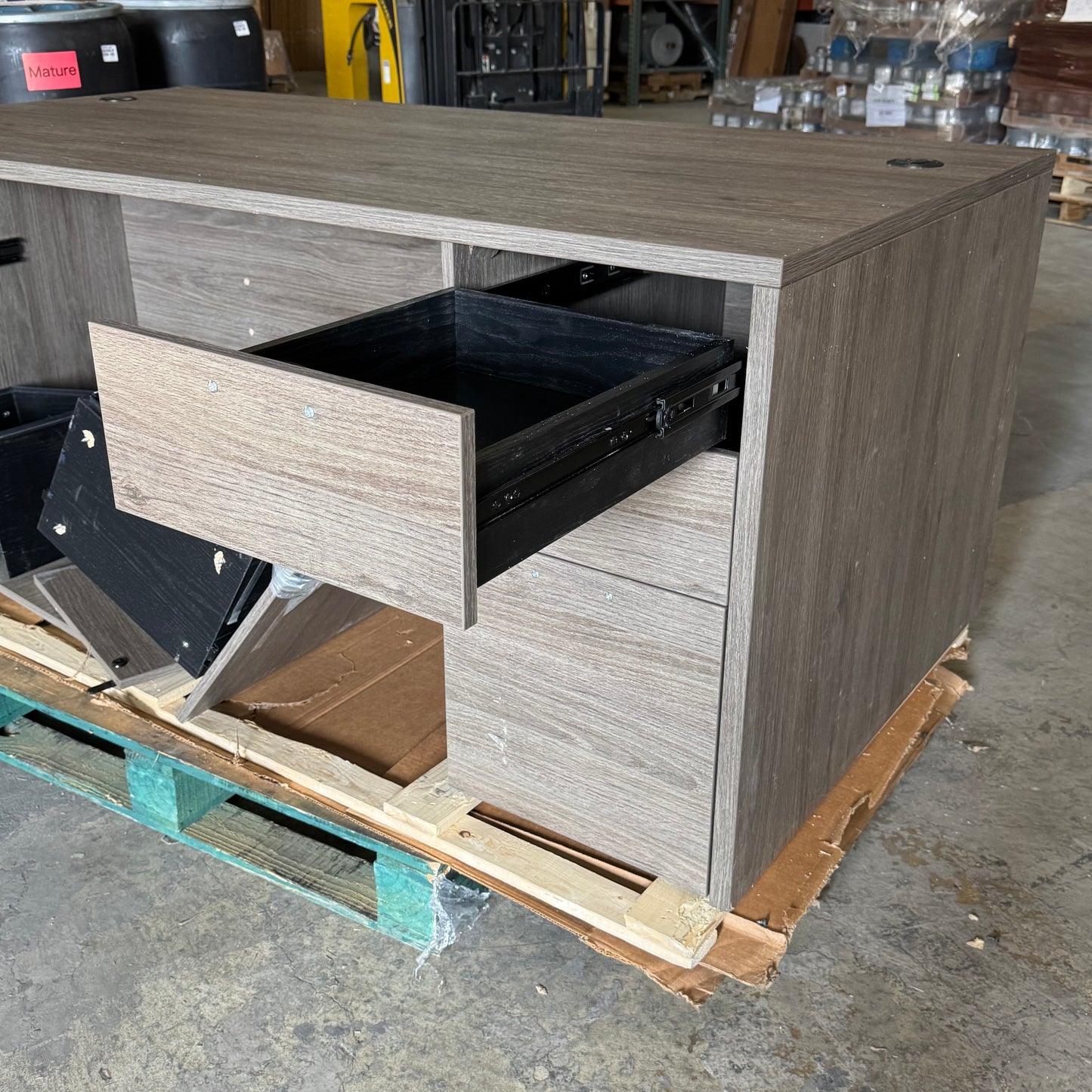 ZA@ Pallet of LORELL Double Pedestal Desk Sz 35.5"W x 71"L x 29"H - LLRPD3672DPGE (AS-IS, Damaged)