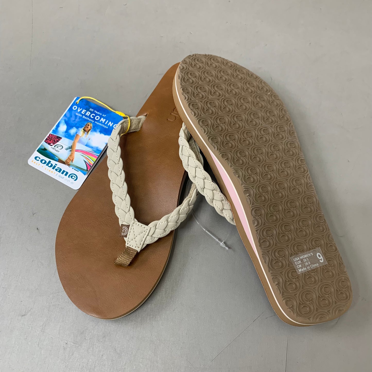 COBIAN Braided Pacifica Sandals Women's SZ 9, EU 39.5 Cream BBP23-110-9