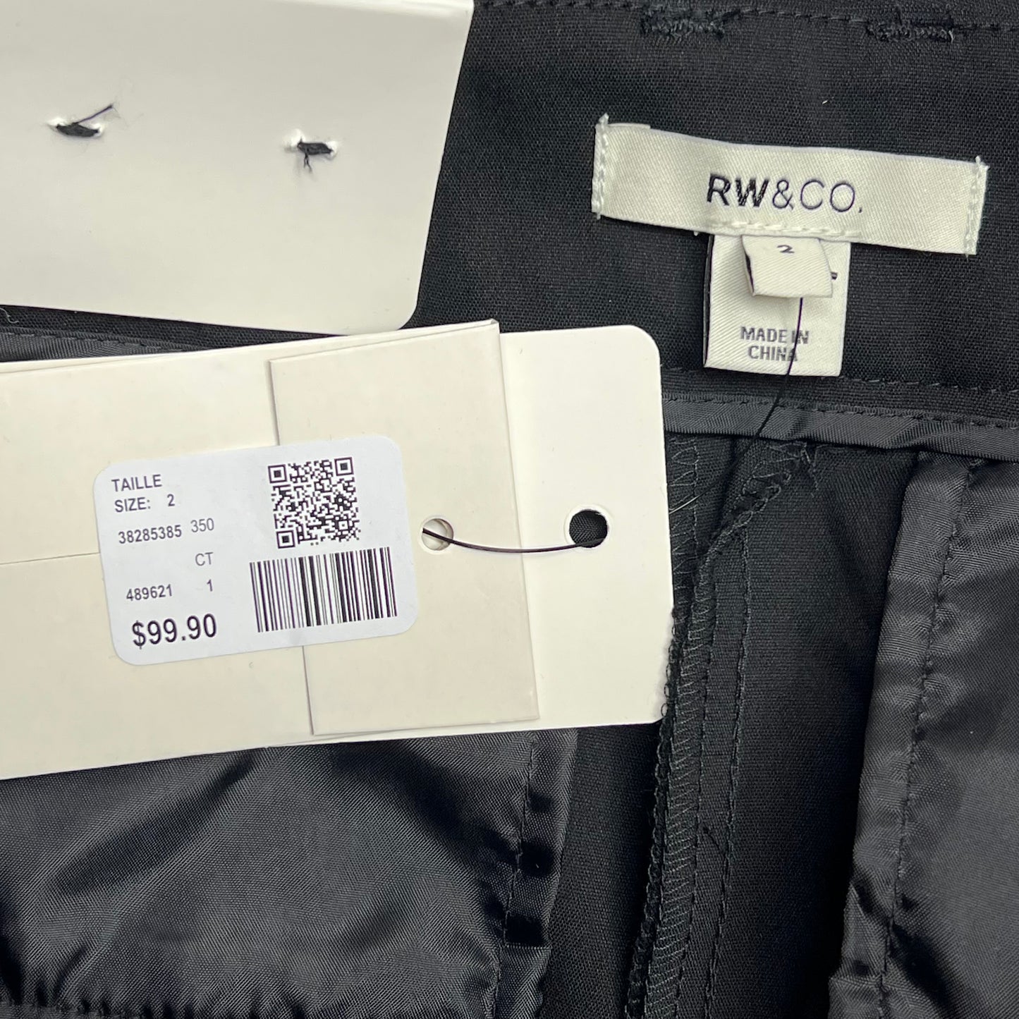 RW & CO Mid-rise Long Straight Leg Trousers  Women's Sz 2 Black 489621