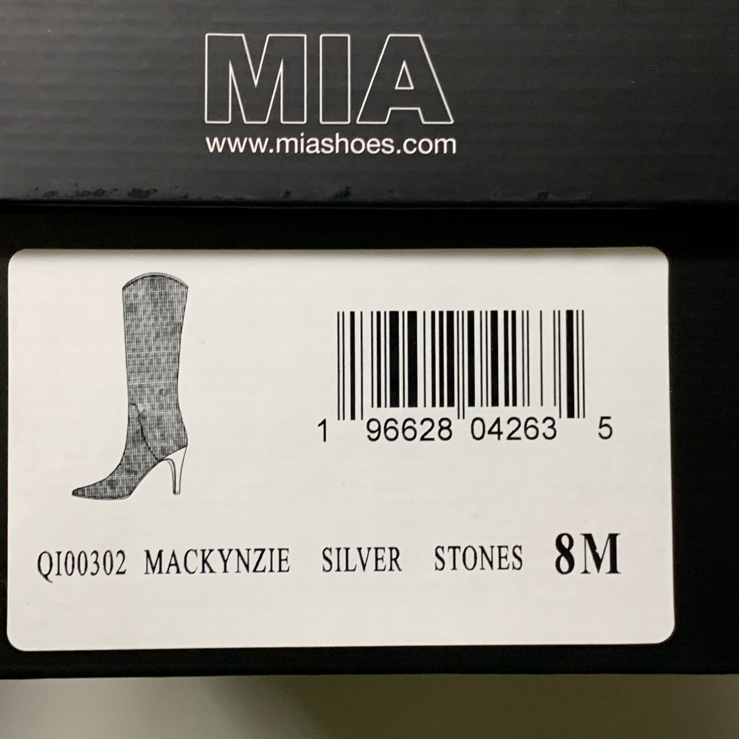 MIA Mackynzie Silver Stone Tall Heeled Boots Sz 8M Q100302