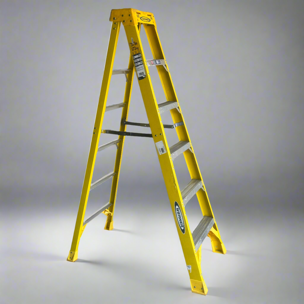 WERNER Fiberglass Single-Sided 6' Step Ladder w/ 375 lb Capacity Yellow 6306