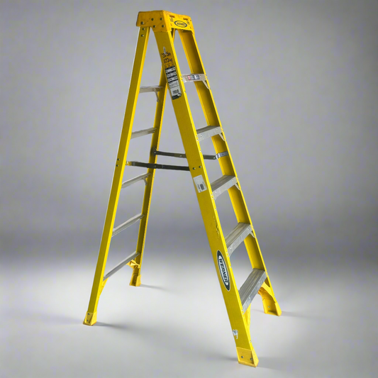 WERNER Fiberglass Single-Sided 6' Step Ladder w/ 375 lb Capacity Yellow 6306