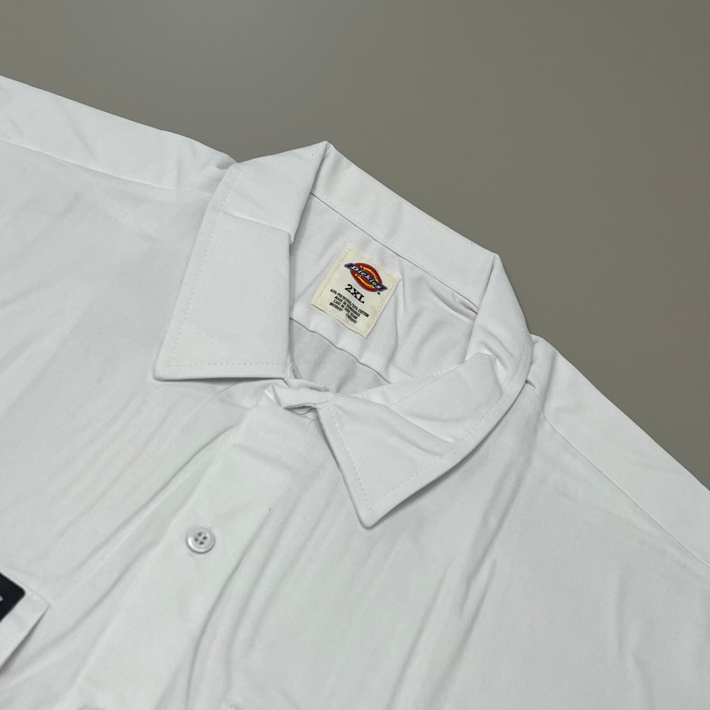 DICKIES Short Sleeve w/ Chest Pockets Work Shirt Men's Sz 2XL White 1574WH