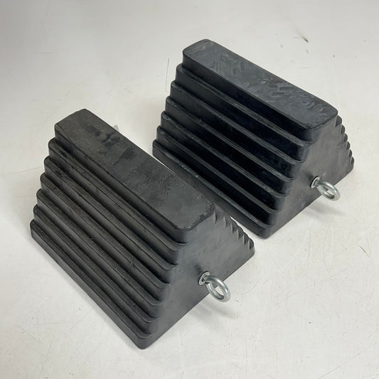 ZA@ IRONTON (2 PACK, 7lbs EACH) Double Sided Pyramid Wheel Chock W/ Eye Bolt Black 85154