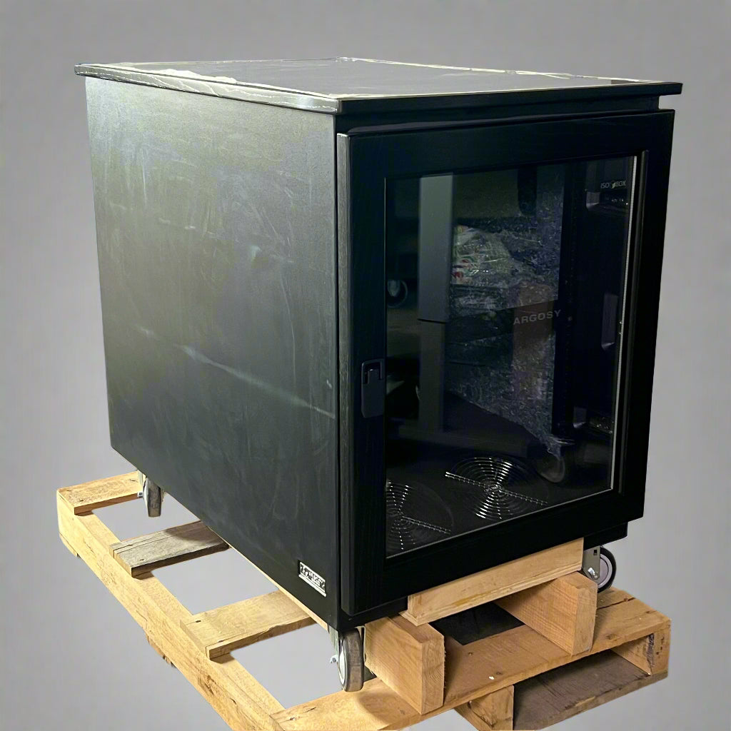 ARGOSY IsoBox PRO12 w/ Right-Hand Door Swing Black Satin on Oak Trim