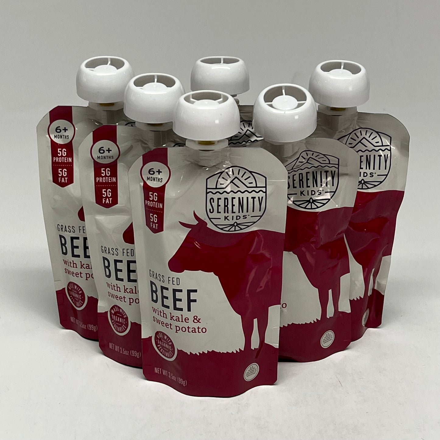 SERENITY (6 PACK) Grass Fed Beef W/ Kale & Sweet Potato Baby Food 3.5oz BB 09/27