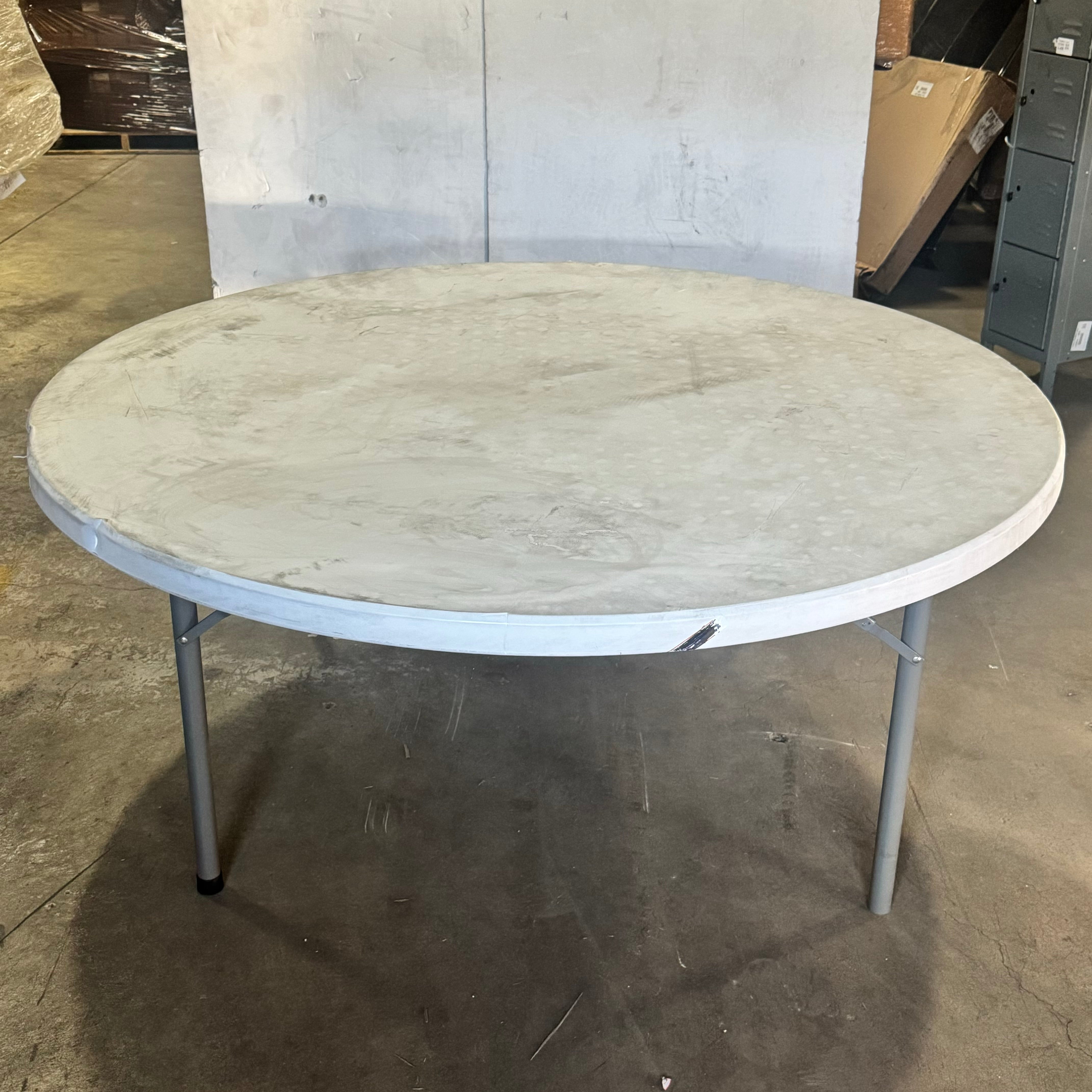 ZA Round Plastic Table, Grey Sz 70”Dx29”H (ASIS, Damage) PayWut