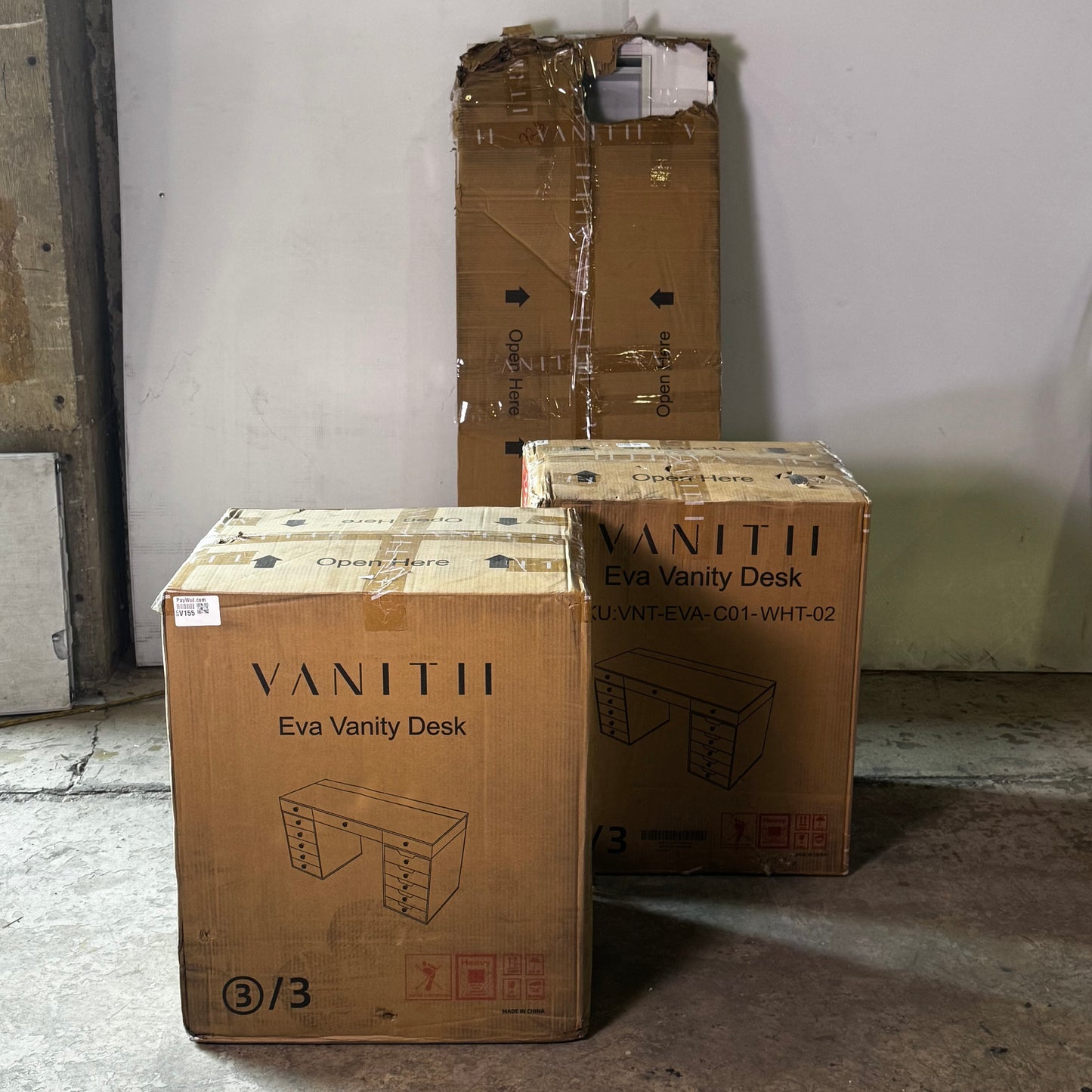 VANITTI Makeup Vanity Desk With 13 Storage Drawers 60"L x 21.66"W x 31.9"H White VNT-EVA-C01-WHT-02 (New Other, Minor Damage)