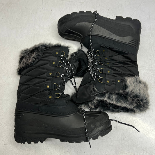 NORTIV8 Women's Waterproof Insulated Hiking Snow Boots Size 8, Black