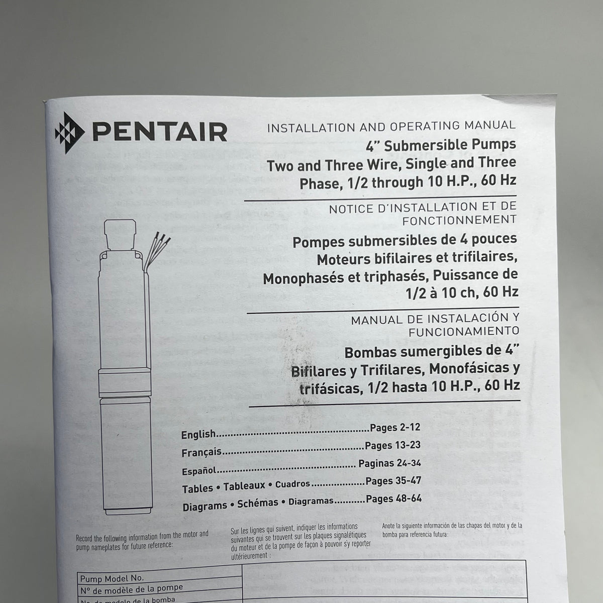 PENTEK  Pentair Water Submersible Motor Xe Series 70 GPM / 3 WIRE P43B0030A4-C