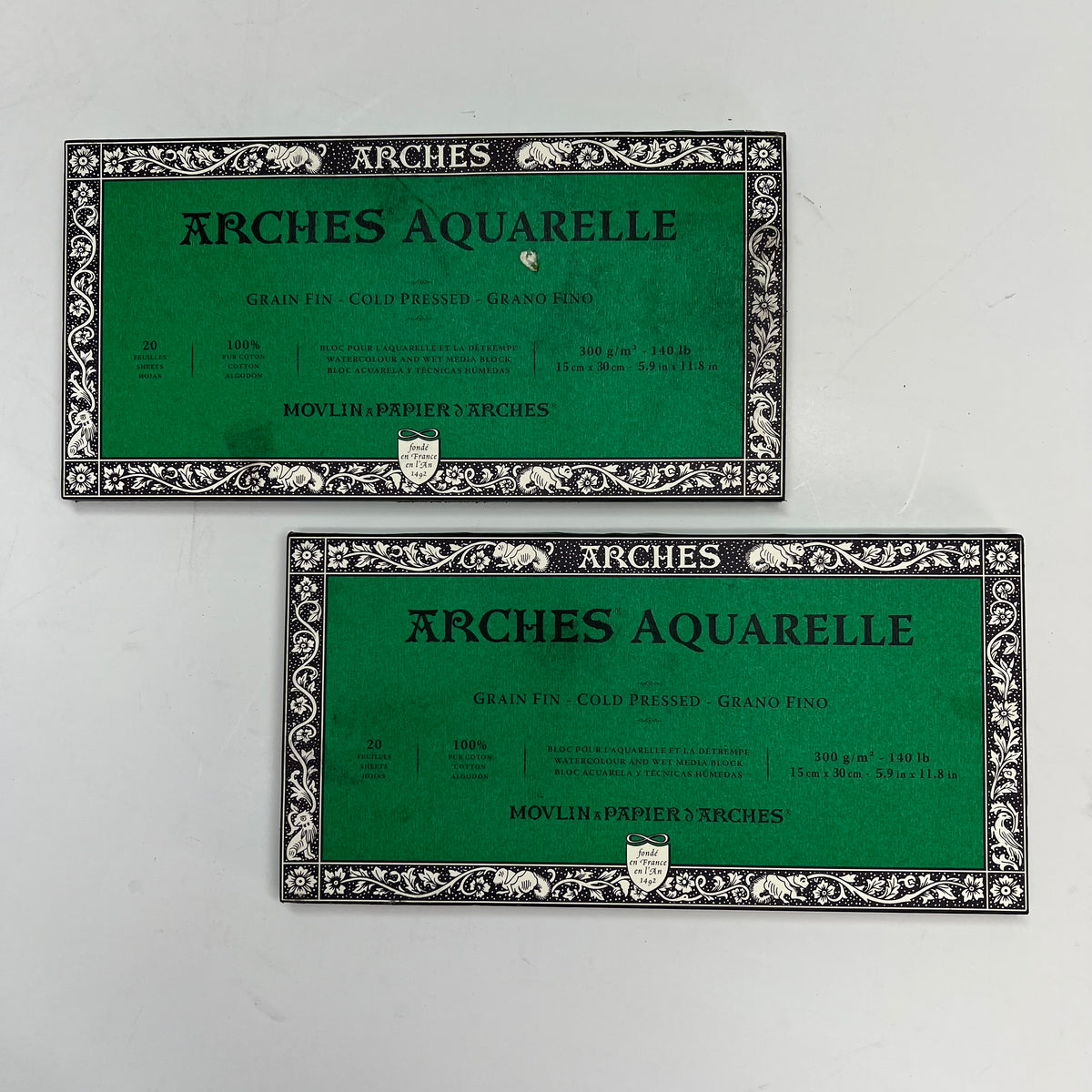 ZA@ ARCHES (2 PACK, 20 EACH) Watercolor Block Cold Press 5.9" X 11.8" 140lb Whit|e A1795057 (As-Is)