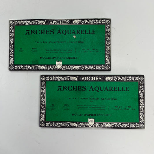 ZA@ ARCHES (2 PACK, 20 EACH) Watercolor Block Cold Press 5.9" X 11.8" 140lb Whit|e A1795057 (As-Is)