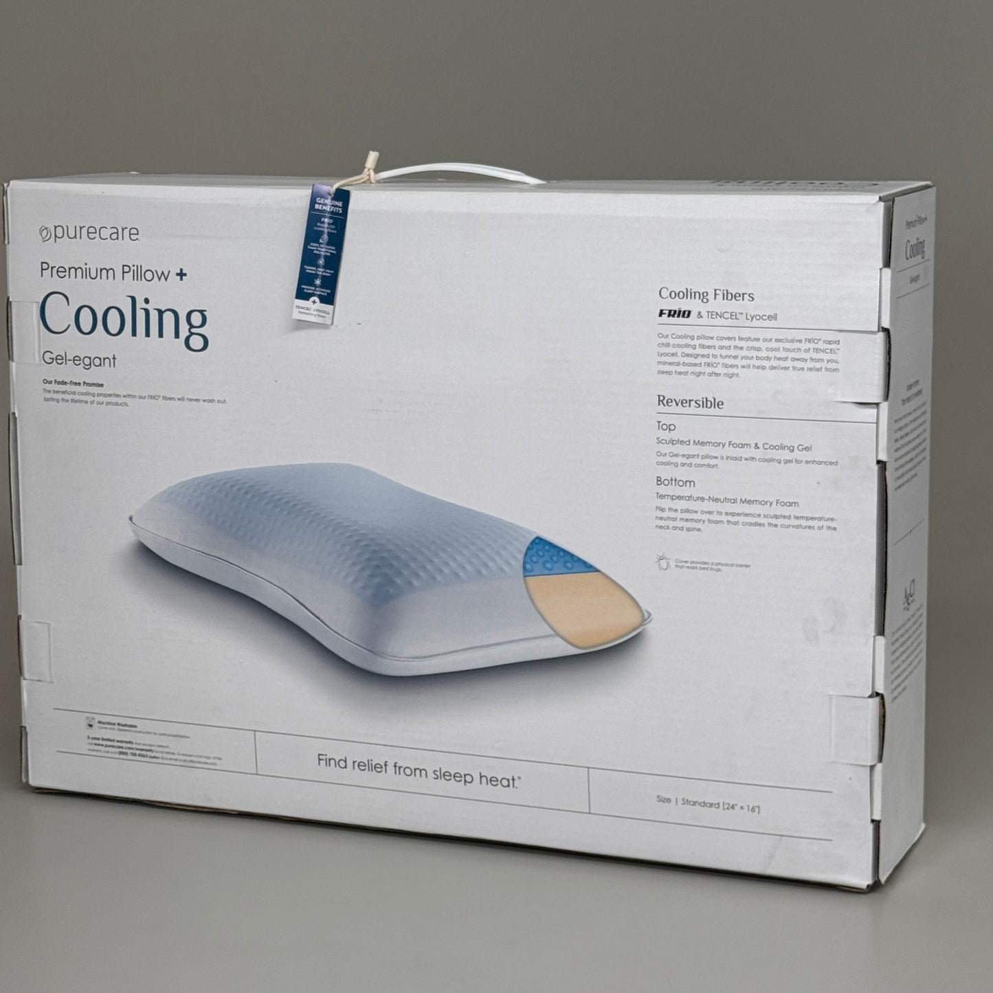 PURE CARE Cooling Gel-egant Sculpted Memory Foam Pillow Standard Size White