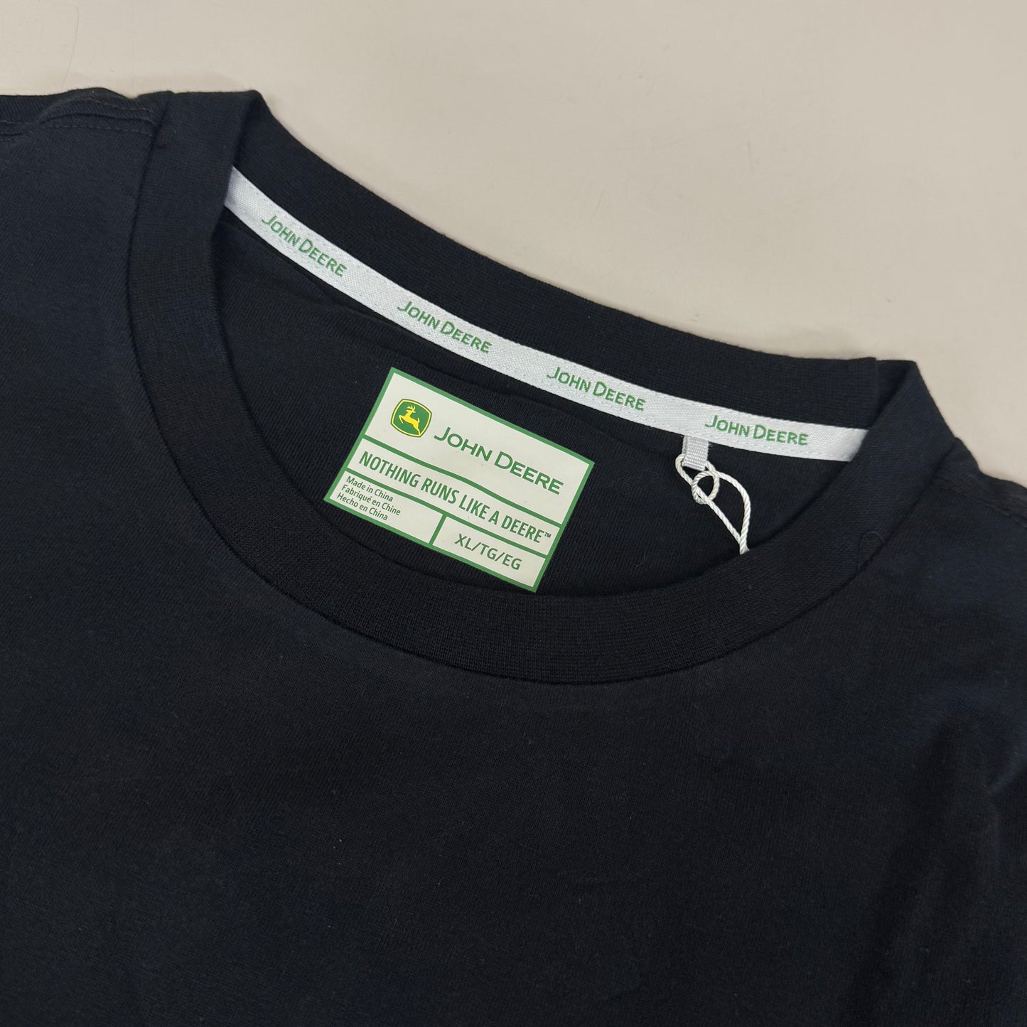 JOHN DEERE Embroidered Logo Short Sleeve Tee Shirt Men's Sz XL Black 1896842