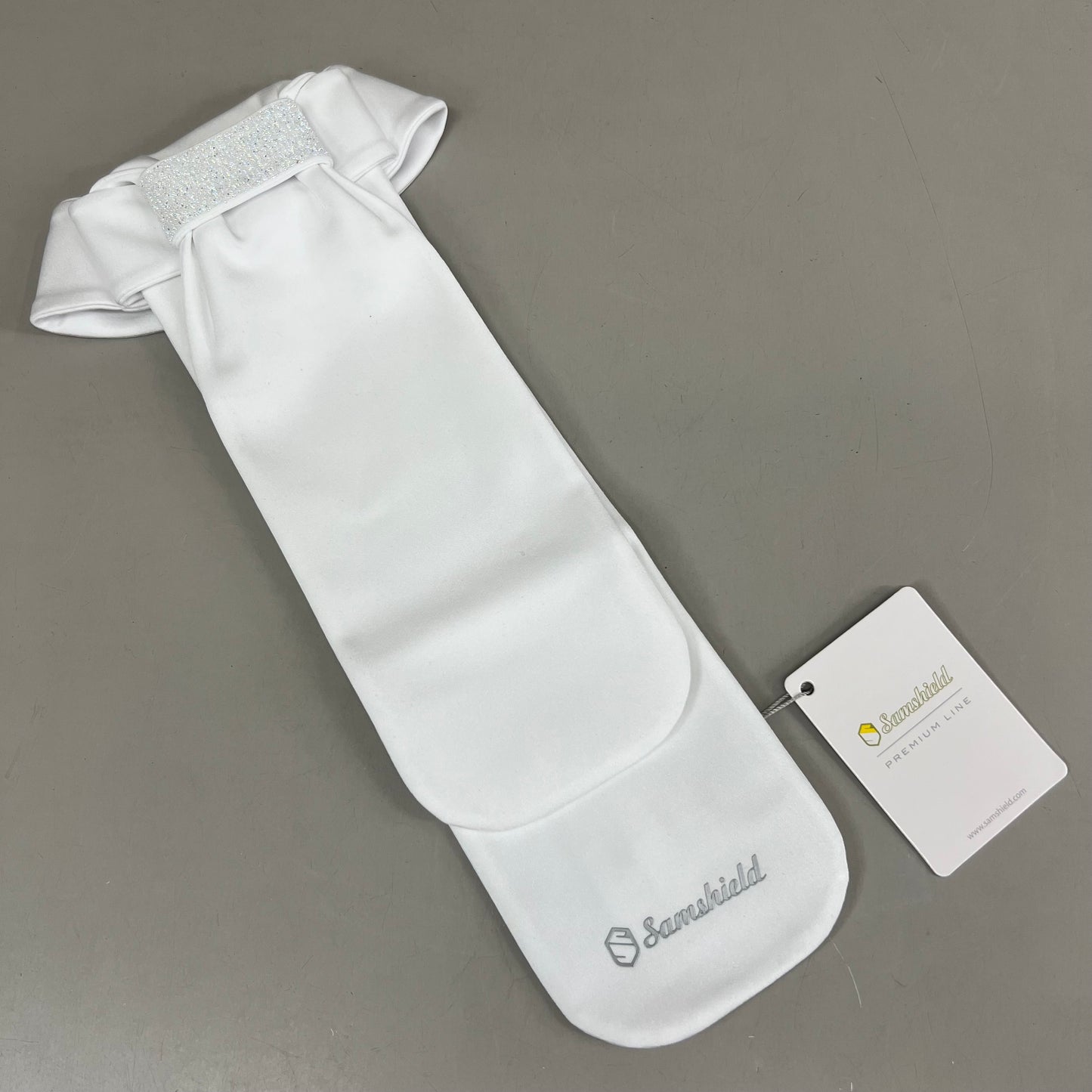 SAMSHIELD Plastron Crystal Fabric Equestrian Riding Tie Women's Sz XS/S White