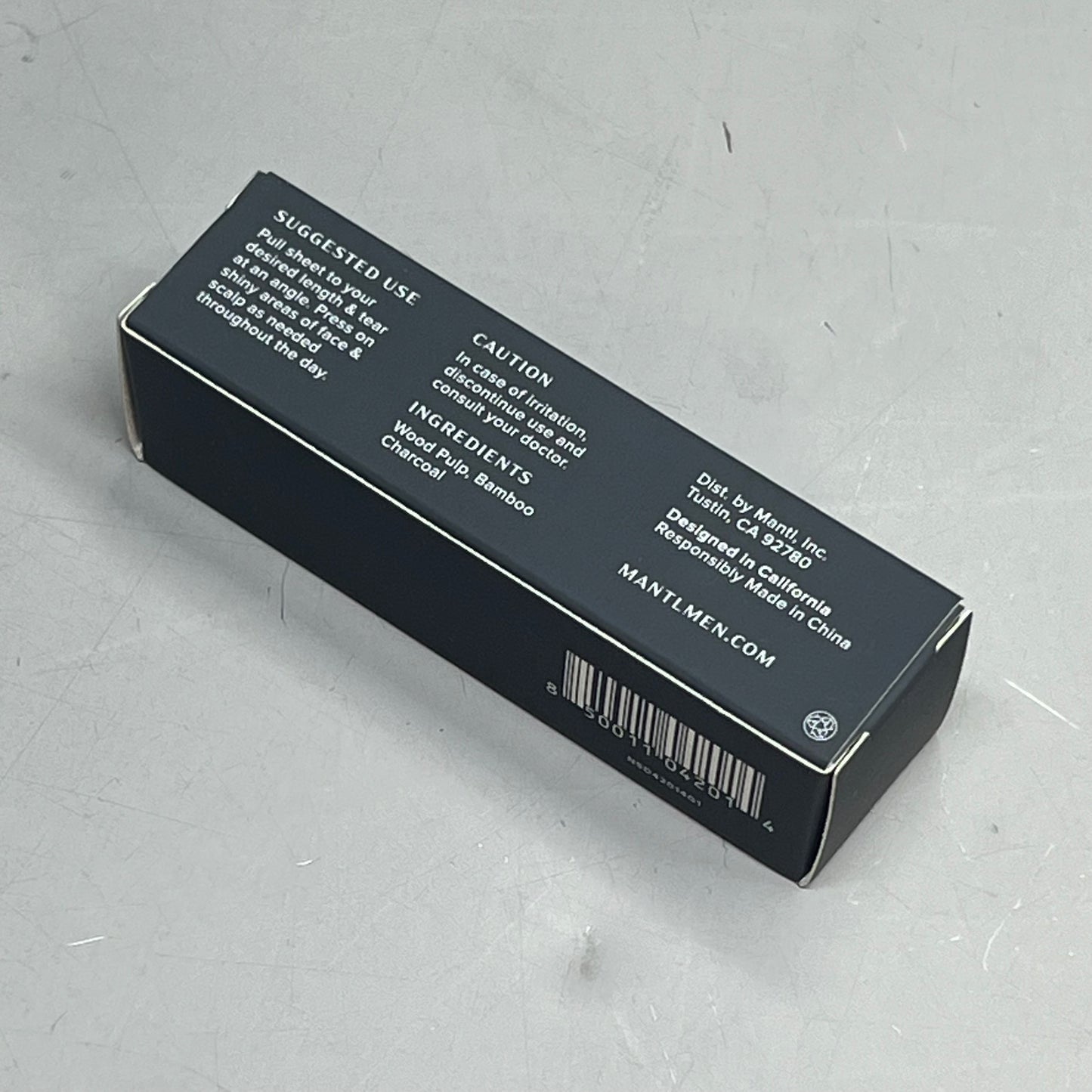 MANTL No-Shine Mattifying Sheets Made W/ Bamboo & Charcoal 196.8" X 2.8" Black