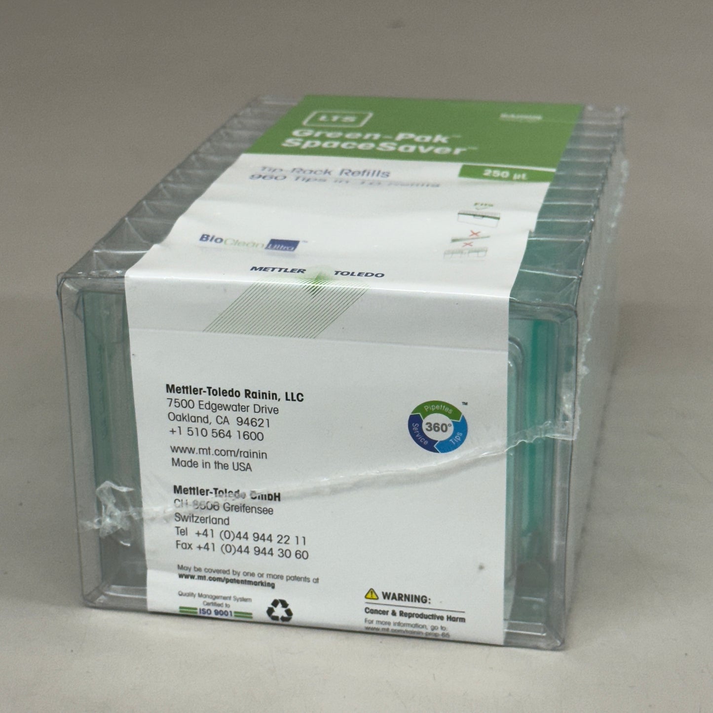 RAININ (960 Tips) Green-Pak Space Saver Tip-Rack Refills 250UPL Green 30389299