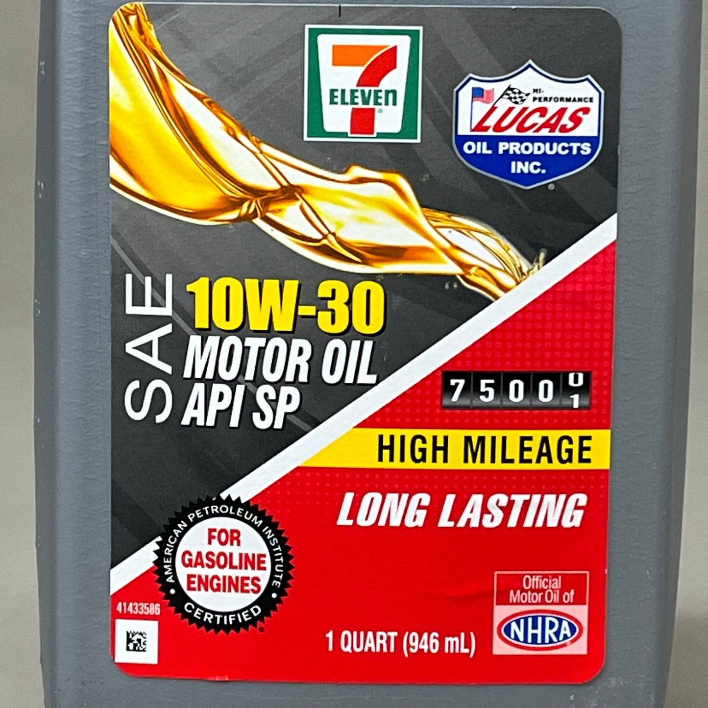 ZA@ 7 ELEVEN (12 PACK, 1 QUART EACH) 10W-30 Motor Oil API SP High Mileage Long Lasting