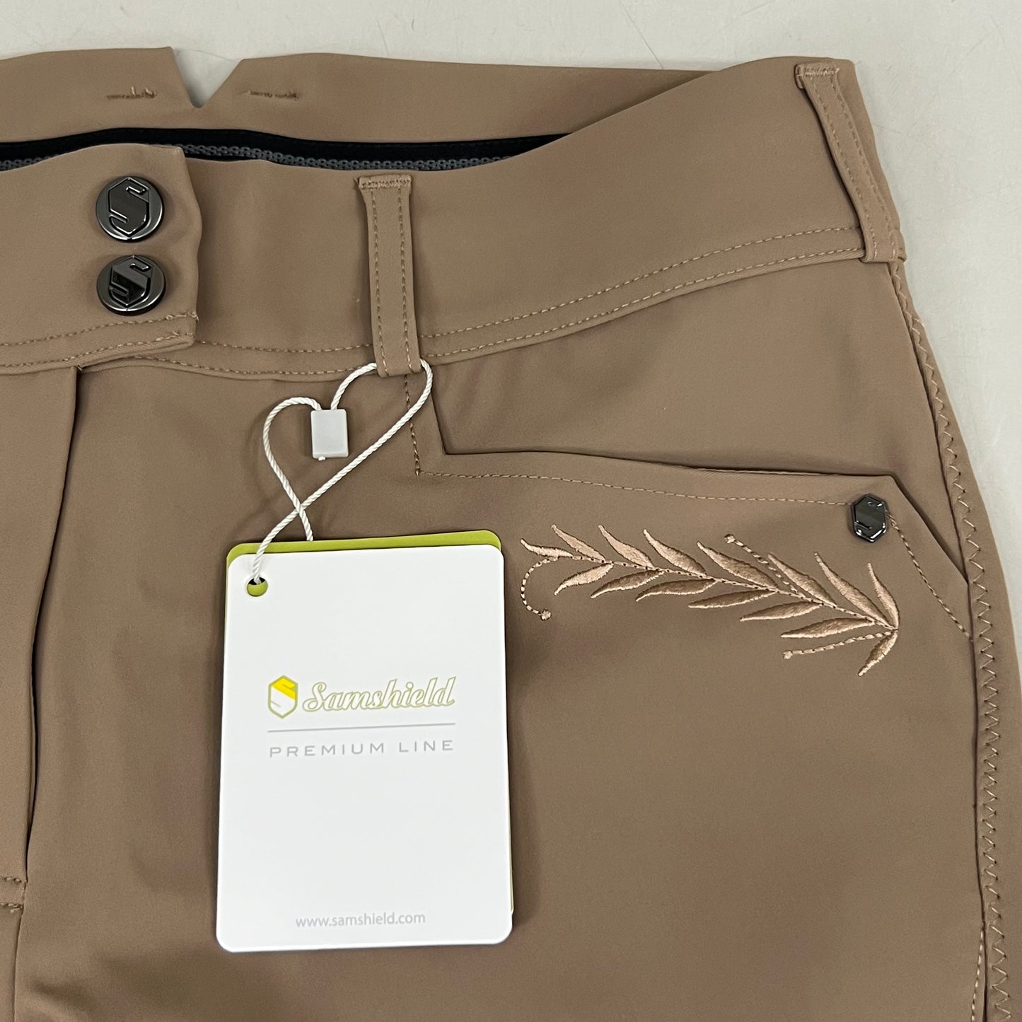 SAMSHIELD Delice Flower Equestrian Pants Women's Sz US 26, UK 8, FR 36 Camel