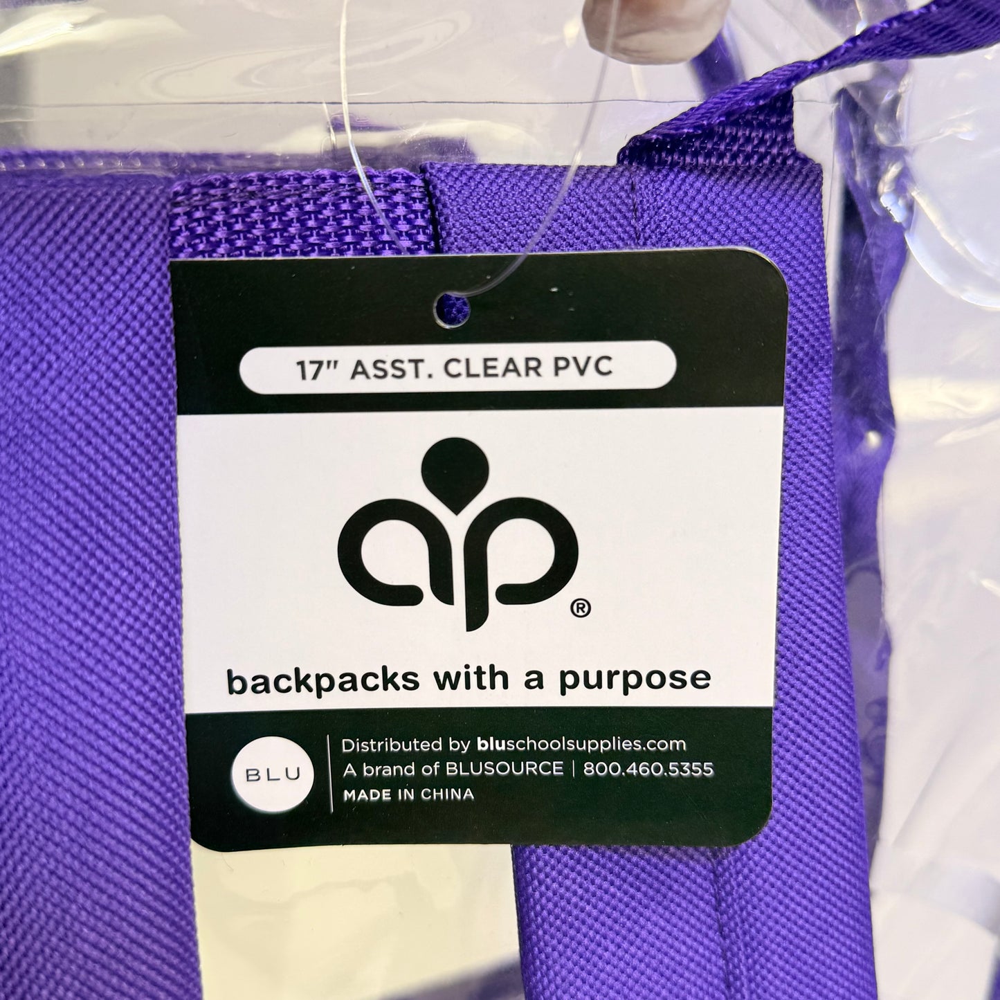 BWAP 17" Clear Plastic Backpack 17" x 12" x 6" Color Purple BP1643
