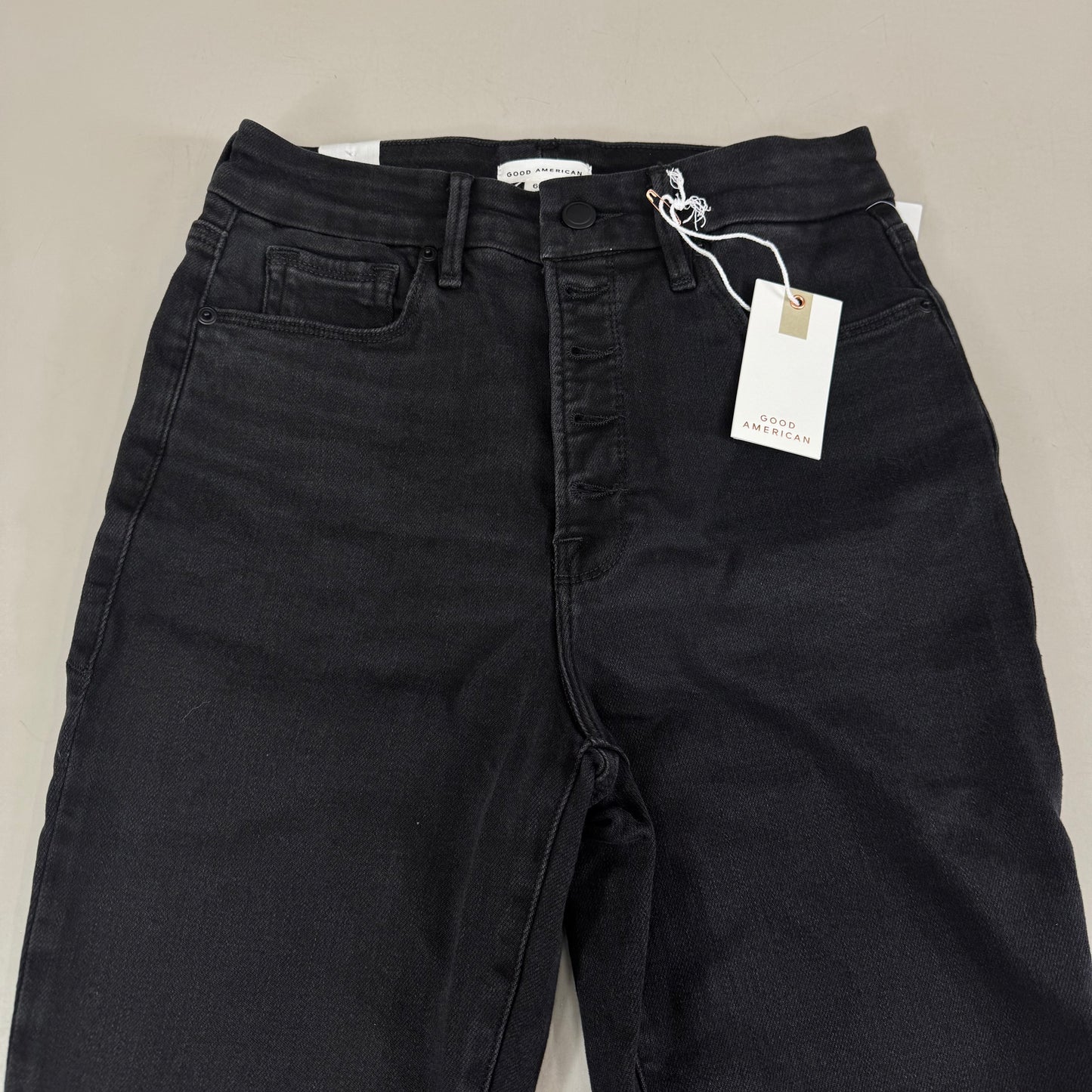 GOOD AMERICAN Good Waist Crop High-Rise Women's Sz 6 Black343 GWCEB960BT