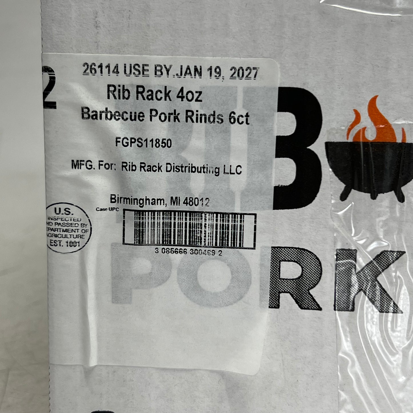 RIBRACK (6 PACK) Pork Rinds 4 oz FGPS11850 BB 01/27